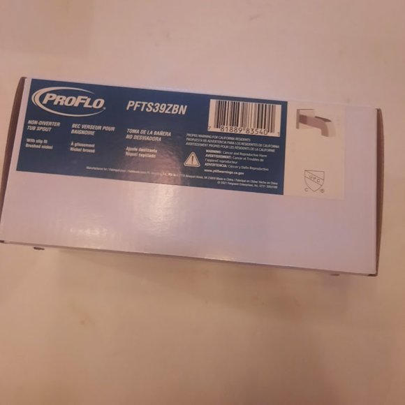 ProFlo PFTS39ZBN Non Diverter Tub Spout In Brushed Nickel, New - Picture 3 of 9